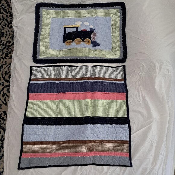 Pottery Barn Kids Train Engine Quilted Patchwork Pillow  Sham Standard (2) - Picture 1 of 10